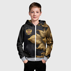 Толстовка на молнии детская Золотой герб России, цвет: 3D-меланж — фото 2