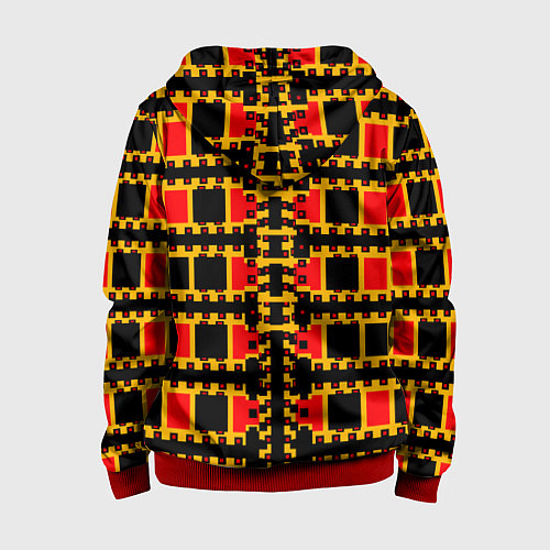 Детская толстовка на молнии Королевские квадраты / 3D-Красный – фото 2