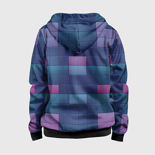 Детская толстовка на молнии Фиолетовые квадраты / 3D-Черный – фото 2