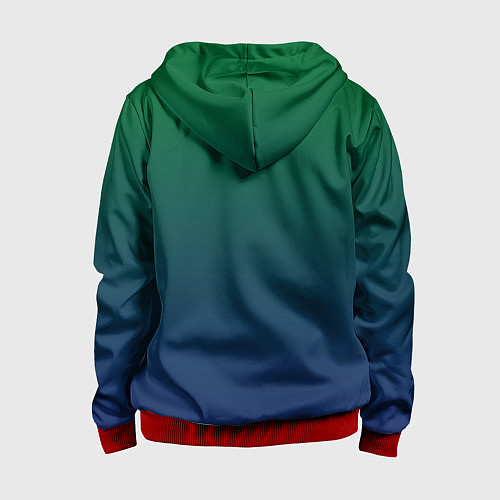 Детская толстовка на молнии Темно-зеленый и синий градиент / 3D-Красный – фото 2