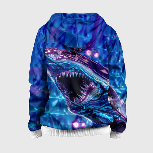 Детская толстовка на молнии Фиолетовая акула / 3D-Белый – фото 2