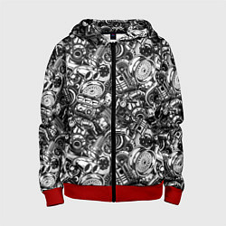 Толстовка на молнии детская Автотюнинг - запчасти, цвет: 3D-красный