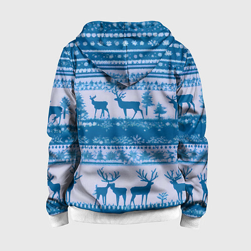 Детская толстовка на молнии Синие олени / 3D-Белый – фото 2