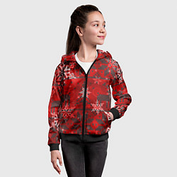 Толстовка на молнии детская Рождественские узоры снежинки, цвет: 3D-черный — фото 2