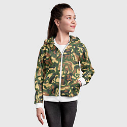 Толстовка на молнии детская Коты и кошки - камуфляж, цвет: 3D-белый — фото 2