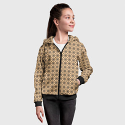 Толстовка на молнии детская Тёмный беж паттерн, цвет: 3D-черный — фото 2