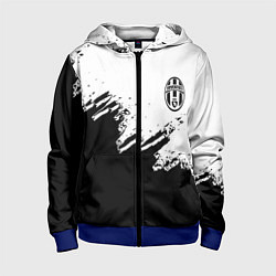 Толстовка на молнии детская Juventus black sport texture, цвет: 3D-синий