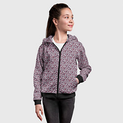 Толстовка на молнии детская Стилизованный бело-розовый, цвет: 3D-черный — фото 2