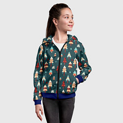 Толстовка на молнии детская Треугольные ёлки, цвет: 3D-синий — фото 2