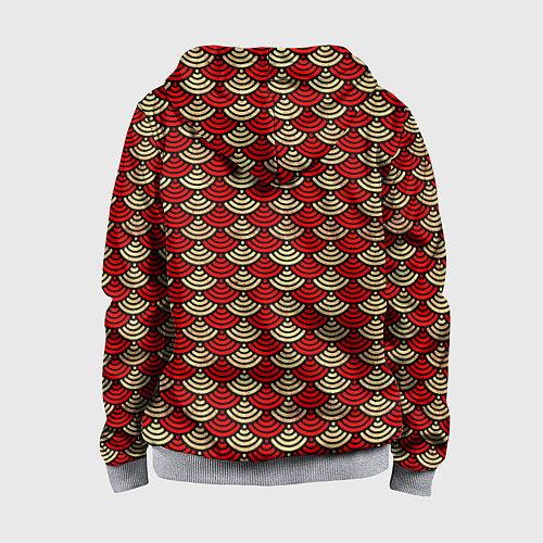 Детская толстовка на молнии Золотая и красная чешуя / 3D-Меланж – фото 2
