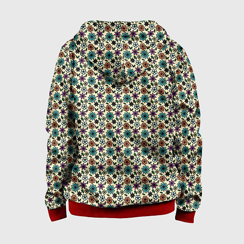 Детская толстовка на молнии Цветочный паттерн бежевый / 3D-Красный – фото 2