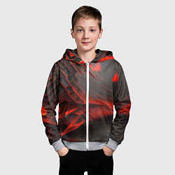 Толстовка на молнии детская Красная сеть на чёрном фоне, цвет: 3D-меланж — фото 2