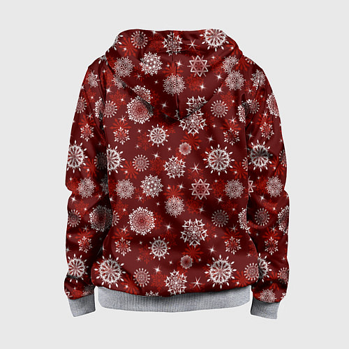 Детская толстовка на молнии Snowflakes on a red background / 3D-Меланж – фото 2