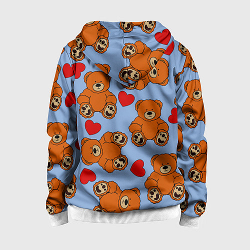Детская толстовка на молнии Мишки и сердца на голубом фоне / 3D-Белый – фото 2
