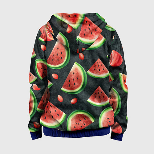 Детская толстовка на молнии Паттерн красные дольки арбуза / 3D-Синий – фото 2