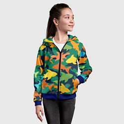 Толстовка на молнии детская Камуфляж силуэты рыбок, цвет: 3D-синий — фото 2