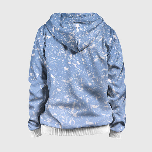 Детская толстовка на молнии Белые хлопья на голубом фоне / 3D-Белый – фото 2