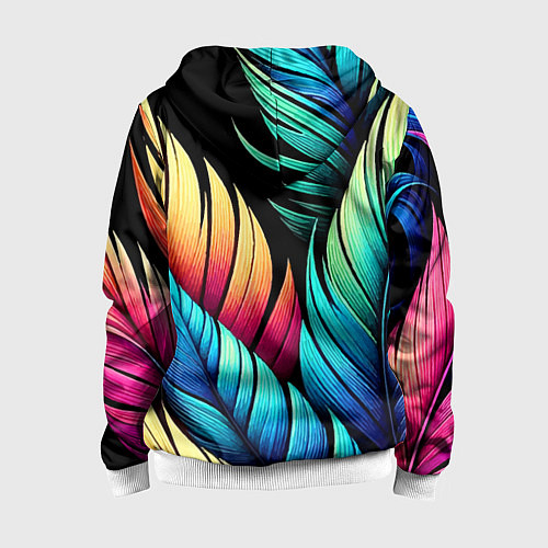 Детская толстовка на молнии Color feathers - neon / 3D-Белый – фото 2