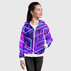 Толстовка на молнии детская Neon Geometric, цвет: 3D-белый — фото 2