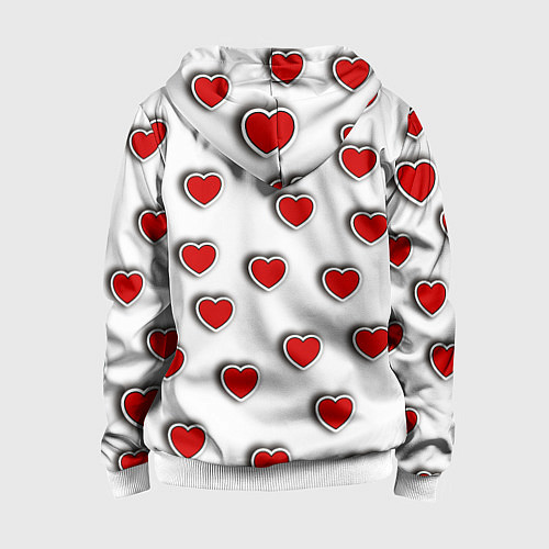 Детская толстовка на молнии Стикеры наклейки объемные сердечки / 3D-Белый – фото 2