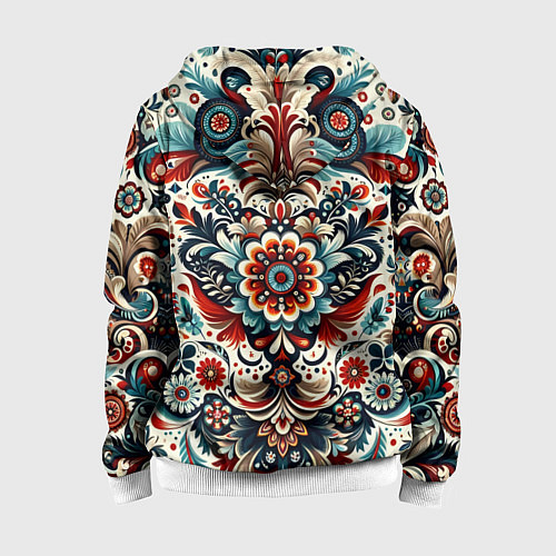 Детская толстовка на молнии Словенский паттерн / 3D-Белый – фото 2