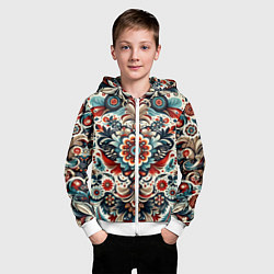 Толстовка на молнии детская Словенский паттерн, цвет: 3D-белый — фото 2