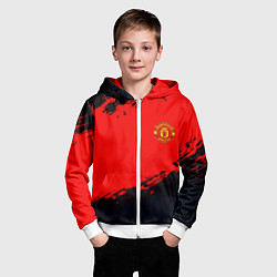 Толстовка на молнии детская Manchester United colors sport, цвет: 3D-белый — фото 2