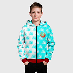 Толстовка на молнии детская СССР текстура паттерн, цвет: 3D-красный — фото 2