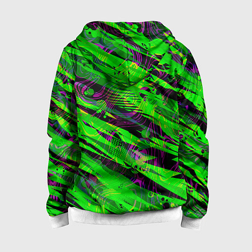 Детская толстовка на молнии Зеленые узоры паттерны / 3D-Белый – фото 2