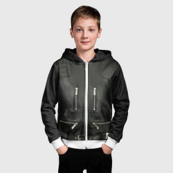 Толстовка на молнии детская Terminator first - leather jacket, цвет: 3D-белый — фото 2