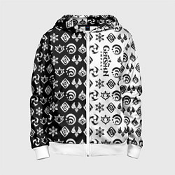 Толстовка на молнии детская Genshin Impact - black and white, цвет: 3D-белый