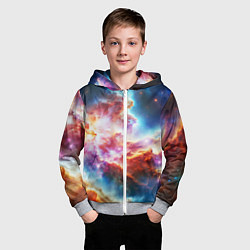 Толстовка на молнии детская The cosmic nebula, цвет: 3D-меланж — фото 2