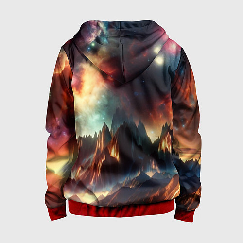 Детская толстовка на молнии Space landscape with mountains / 3D-Красный – фото 2