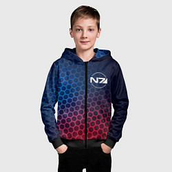 Толстовка на молнии детская Mass Effect неоновые соты, цвет: 3D-черный — фото 2