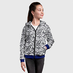 Толстовка на молнии детская Пикселированный городской серый камуфляж, цвет: 3D-синий — фото 2