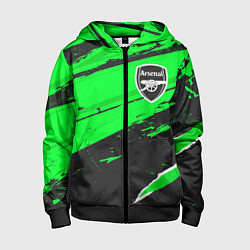 Толстовка на молнии детская Arsenal sport green, цвет: 3D-черный