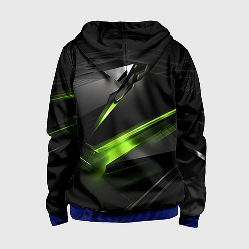 Детская толстовка на молнии Зеленая абстрактная конструкция в стиле nvidia / 3D-Синий – фото 2