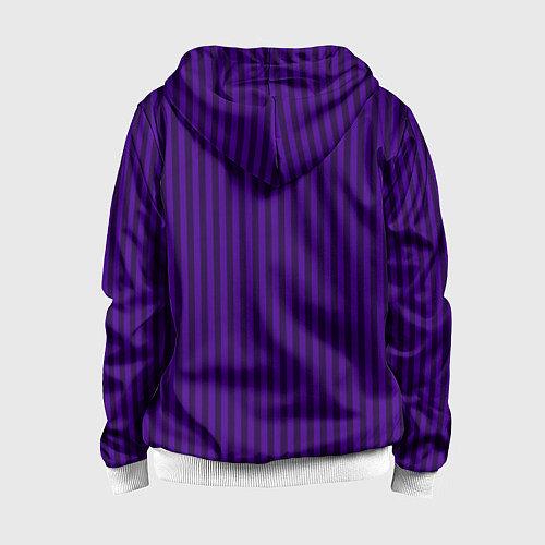 Детская толстовка на молнии Яркий фиолетовый в полоску / 3D-Белый – фото 2