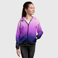 Толстовка на молнии детская Абстрактный градиент розово-синий, цвет: 3D-черный — фото 2