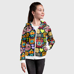 Толстовка на молнии детская Feel good every day motivation monsters pattern, цвет: 3D-белый — фото 2