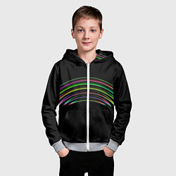 Толстовка на молнии детская Радужные линии, цвет: 3D-меланж — фото 2