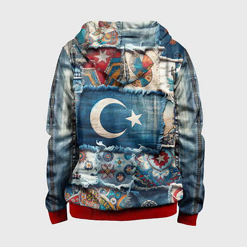 Детская толстовка на молнии Пэчворк из Турции / 3D-Красный – фото 2