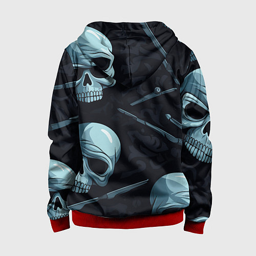 Детская толстовка на молнии Черепа и ножи / 3D-Красный – фото 2