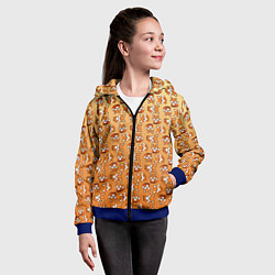 Толстовка на молнии детская Паттерн из милых лисят, цвет: 3D-синий — фото 2