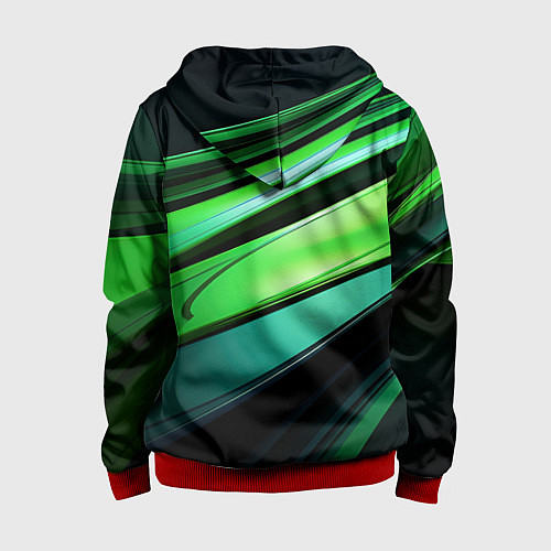 Детская толстовка на молнии Абстрактные геометрические плавные линии минимализ / 3D-Красный – фото 2