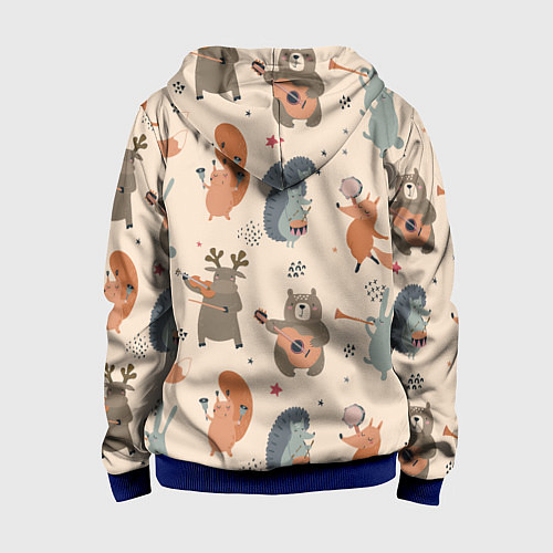 Детская толстовка на молнии Животные с инструментами / 3D-Синий – фото 2