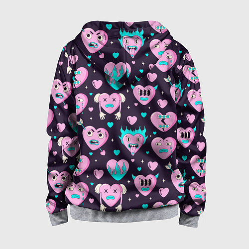 Детская толстовка на молнии Паттерн с арт сердцами / 3D-Меланж – фото 2
