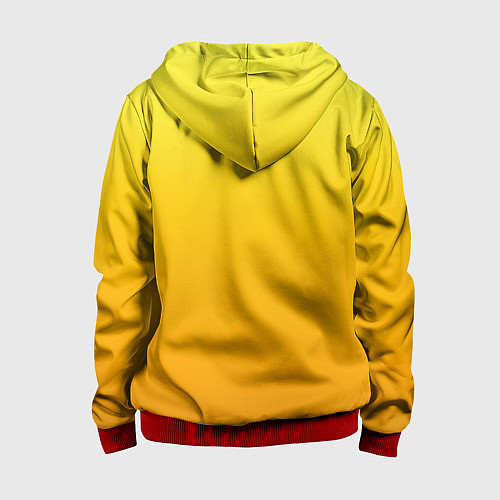 Детская толстовка на молнии Градиент насыщенный жёлтый / 3D-Красный – фото 2