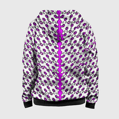 Детская толстовка на молнии Розовые киберпанк ячейки на белом фоне / 3D-Черный – фото 2