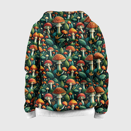 Детская толстовка на молнии Дикие грибы лесные мухоморы / 3D-Белый – фото 2